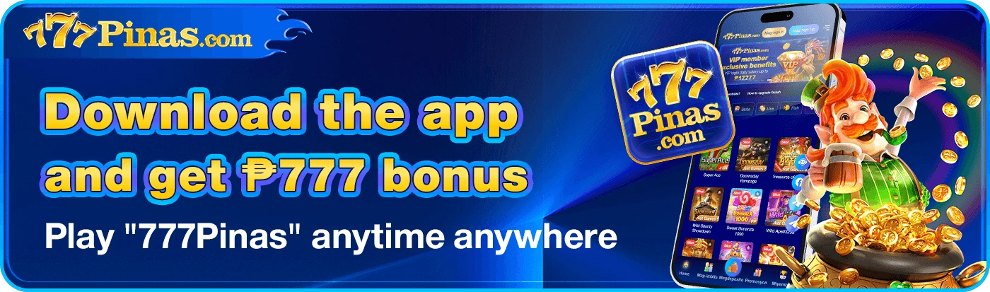 Mobile view of the 777PINAS app showing casino games and user dashboard