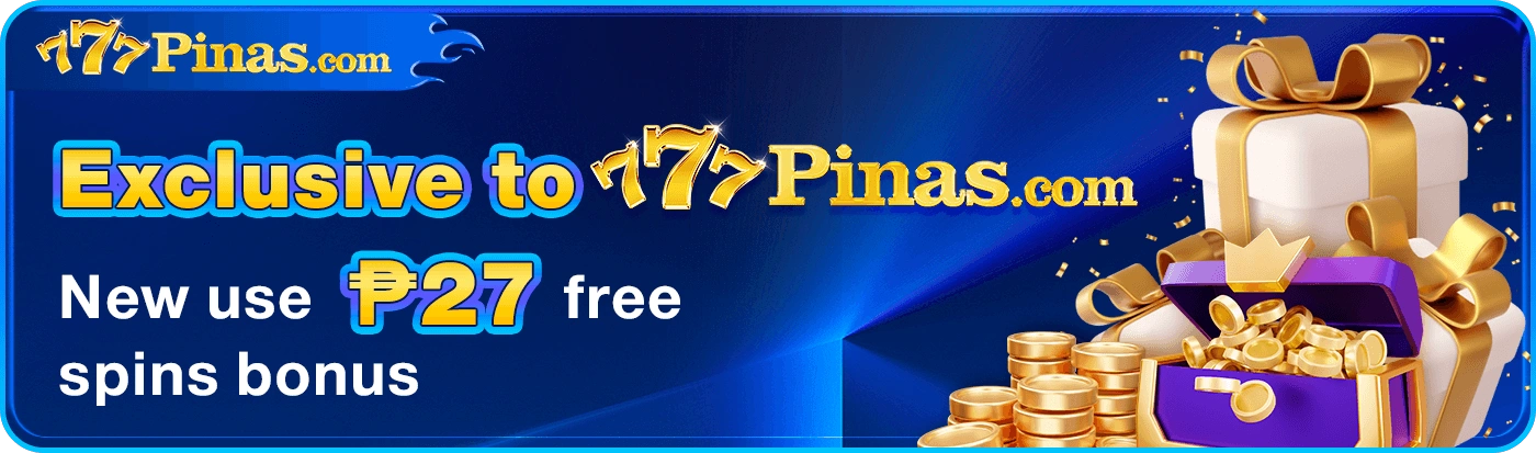 Colorful 777PINAS promotional banners featuring daily bonuses and rewards